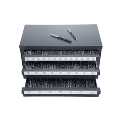Drill Bit Dispenser Cabinet, Three-Drawer Drill Bit Organizer Cabinet for 1/16" to 1/2", Steel Drill Dispenser Organizer Cabinet with Labels, Stackable Drill Dispenser for Drill Bit Storage