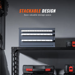 Drill Bit Dispenser Cabinet, Three-Drawer Drill Bit Organizer Cabinet for 1/16" to 1/2", Steel Drill Dispenser Organizer Cabinet with Labels, Stackable Drill Dispenser for Drill Bit Storage