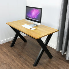 Set of 2 Steel Table Legs, 28\'\'Height 24\'\'Wide Dining Table Legs, Heavy Duty 3.1\" Square Box Section X Frame Table Legs, 28x24x3.1 Inch Black Color Industrial Country Style Metal Dining Leg