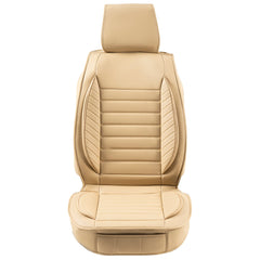Seat Covers, Universal Car Seat Covers Front Seats, 2pcs Faux Leather Seat Cover, Semi-enclosed Design, Detachable Headrest and Airbag Compatible, for Most Cars SUVs and Trucks Beige