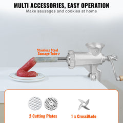 Manual Meat Grinder Heavy Duty Cast Iron Meat Grinder & Steel Table Clamp