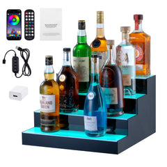 LED Lighted Liquor Bottle Display Bar Shelf RF & App Control 406 mm 4-Step