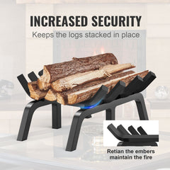 Fireplace Log Grate, 18 inch Heavy Duty Fireplace Grate with 6 Support Legs, Solid Powder-coated Steel Bars, Log Firewood Burning Rack Holder for Indoor and Outdoor Fireplace