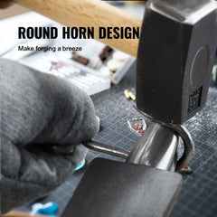 Single Horn Anvil, 8.8Lbs Cast Steel Anvil, High Hardness Rugged Round Horn Anvil Blacksmith, Compact Design and Stable Base, Forge Tools and Equipment, Metalsmith Tool for Bending and Shaping