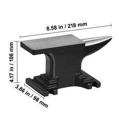 Single Horn Anvil, 8.8Lbs Cast Steel Anvil, High Hardness Rugged Round Horn Anvil Blacksmith, Compact Design and Stable Base, Forge Tools and Equipment, Metalsmith Tool for Bending and Shaping