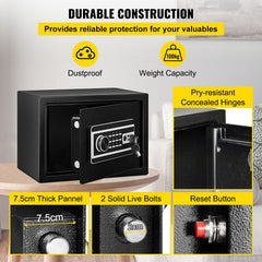 Safe Box, 0.8 CU.FT Fingerprint Safe Box for Money w/ 2 Keys & Digital Keypad, Q235 Steel Safe Box for Storing Cash, Jewelry, Pistols, Documents, Watches in Home & Office & Hotel