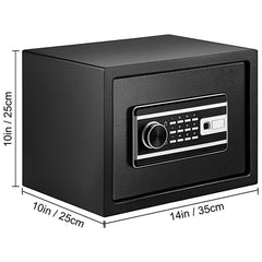Safe Box, 0.8 CU.FT Fingerprint Safe Box for Money w/ 2 Keys & Digital Keypad, Q235 Steel Safe Box for Storing Cash, Jewelry, Pistols, Documents, Watches in Home & Office & Hotel