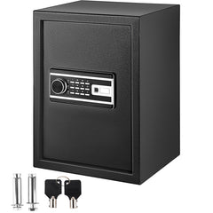 Safe Box, 2.1 CU.FT Fingerprint Safe Box for Money w/ 2 Keys & Digital Keypad, Q235 Steel Safe Box for Storing Cash, Jewelry, Pistols, Documents, Watches in Home & Office & Hotel