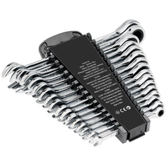 Combination Wrench Set, 16-Piece Ratcheting Wrench Set with Organizer Rack, Cr-V Steel Wrench Set Metric 8 mm to 24 mm, Ideal for General Household, Garage, Workshop, Auto Repairs, Emergency