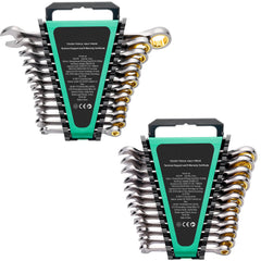 Combination Wrench Set 24 PCS SAE 1/4" - 7/8" Metric 8-19mm Organizer Rack