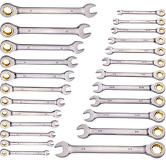 Combination Wrench Set 24 PCS SAE 1/4" - 7/8" Metric 8-19mm Organizer Rack