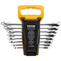 Combination Wrench Set 8-Piece Metric 8 mm to 19 mm with Organizer Rack