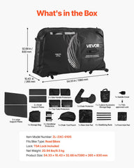 Bike Travel Bag, Transport Universal Bicycle Storage Case Bag with TSA Lock, Support Plates, Protection and Fork Mount Stabilisation, Bicycle Case Max. Wheelbase 130 cm for Airplane, Outdoor Use