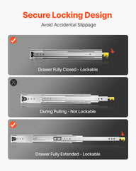 1 Pair 16-60 in Soft-Close Drawer Slides Ball Bearing Full Extension