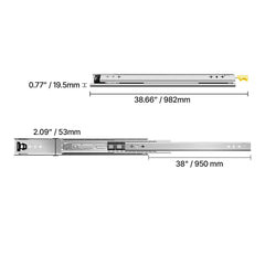 1 Pair 16-60 in Soft-Close Drawer Slides Ball Bearing Full Extension