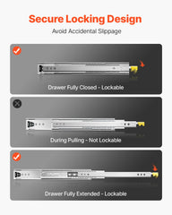 1 Pair 16-60 in Soft-Close Drawer Slides Ball Bearing Full Extension