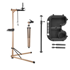Bike Repair Stand, Max. 49.9 kg Heavy-duty Bicycle Work Stand with 1025-1510 mm Adjustable Height & Large Tool Tray, Foldable Ebike Maintenance Rack, Shop Home Mechanics for Mountain Road Bike