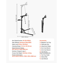 Bike Repair Stand, 38.56 kg Heavy-duty Bicycle Work Stand with 1035-1630 mm Adjustable Height & Magnetic Tool Tray, Foldable Bicycle Maintenance Rack, Shop Home Mechanics for Mountain & Road Bike