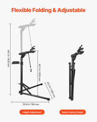 Bike Repair Stand, 38.56 kg Heavy-duty Bicycle Work Stand with 1035-1630 mm Adjustable Height & Magnetic Tool Tray, Foldable Bicycle Maintenance Rack, Shop Home Mechanics for Mountain & Road Bike