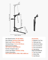 Bike Repair Stand, 38.56 kg Heavy-duty Bicycle Work Stand with 1035-1630 mm Adjustable Height & Magnetic Tool Tray, Foldable Bicycle Maintenance Rack, Shop Home Mechanics for Mountain & Road Bike