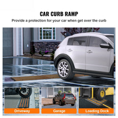 Curb Ramp, 6.5 cm Rise Rubber Driveway Ramps, Heavy Duty 15 tons Weight Capacity Threshold Ramp, Curbside Bridge Ramps for Loading Dock Garage Sidewalk, Expandable Full Ramp Set