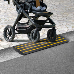 Curb Ramp, 6.5 cm Rise Rubber Driveway Ramps, Heavy Duty 15 tons Weight Capacity Threshold Ramp, Curbside Bridge Ramps for Loading Dock Garage Sidewalk, Expandable Full Ramp Set