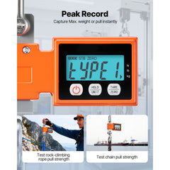 Digital Crane Scale, 1100 lbs/500 kg Max Capacity, Heavy Duty Industrial Hanging Scale with Cast Aluminum Case & LCD Display, 100 g Division & 3 Unit Switch, Auto-Off Setting for Garage