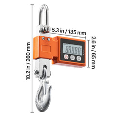 Digital Crane Scale, 1100 lbs/500 kg Max Capacity, Heavy Duty Industrial Hanging Scale with Cast Aluminum Case & LCD Display, 100 g Division & 3 Unit Switch, Auto-Off Setting for Garage