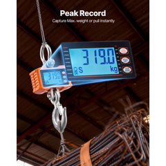 Digital Crane Scale, 4400 lbs/2000 kg Max Capacity, Heavy Duty Industrial Hanging Scale with Cast Aluminum Case & LCD Display, 500 g Division & 3 Unit Switch, Remote Control for Garage Factory