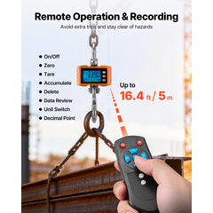 Digital Crane Scale, 4400 lbs/2000 kg Max Capacity, Heavy Duty Industrial Hanging Scale with Cast Aluminum Case & LCD Display, 500 g Division & 3 Unit Switch, Remote Control for Garage Factory