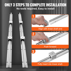 Linear Guide Rail Set, SBR20 800mm, 2 PCS 31.5 in/800 mm SBR20 Guide Rails and 4 PCS SBR20UU Slide Blocks, Linear Rails and Bearings Kit for Automated Machines DIY Project CNC Router Machines