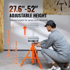 Roller Stand, Heavy Duty 1136 KG Load Capacity, 27.6"-52" Height Adjustable, 45# Steel Folding Roller Support Stand for Pipes, Wooden Boards
