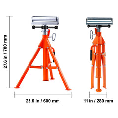 Roller Stand, Heavy Duty 1136 KG Load Capacity, 27.6"-52" Height Adjustable, 45# Steel Folding Roller Support Stand for Pipes, Wooden Boards