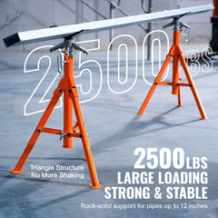Pipe Stand, 2500LBS Heavy Duty Pipe Stands, 27.2"-52" Height Adjustable V Head Pipe Stand, 45# Steel Folding Stand for 1/2-12 inches Pipes