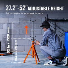 Pipe Stand, 2500LBS Heavy Duty Pipe Stands, 27.2"-52" Height Adjustable V Head Pipe Stand, 45# Steel Folding Stand for 1/2-12 inches Pipes