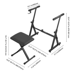 Piano Keyboard Stand and Bench Set, Z Style, Heavy-Duty Digital Piano Music Stand and Seat, 250 lbs Capacity with Adjustable Piano Bench Width Height Wheels, Fits for 54-88 Key Electric Pianos