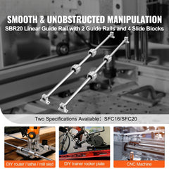 Linear Guide Rail Set, SFC20 1200mm, 2 PCS 47.2 in/1200 mm SFC20 Guide Rails 4 PCS SC20 Slide Blocks 4 PCS Rail Supports, Linear Rails and Bearings Kit for Automated Machines CNC DIY Project