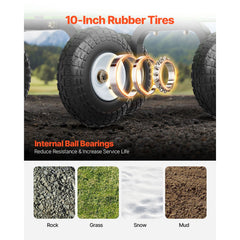 680 Lbs Steel Garden Cart on Wheels, Heavy Duty Garden Wagon Cart Pullable, Metal Outdoor Utility Yard Wagon Carts with 10" Tires, Mesh Removable Sides and 180°Rotating Handle