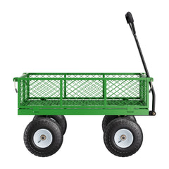 680 Lbs Steel Garden Cart on Wheels, Heavy Duty Garden Wagon Cart Pullable, Metal Outdoor Utility Yard Wagon Carts with 10" Tires, Mesh Removable Sides and 180°Rotating Handle