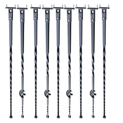 Staircase Metal Balusters, 44'' x 1/2" Galvanized Steel Decorative Banister Spindles, 10 Pack Deck Baluster with Hollow Single Baskets, Twists, Spiral Stair Railing w/ Shoes & Screws