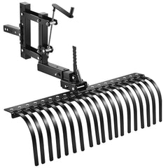 106.7cm Tow Behind Landscape Rake, 3-Point Lawn Rock Rake with Blade & Lift Lever, Fit Category 1 ATVs UTVs Lawn Tractors, Heavy Duty Dethatcher Rake for Debris Leaves Thatch