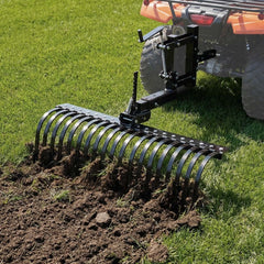 106.7cm Tow Behind Landscape Rake, 3-Point Lawn Rock Rake with Blade & Lift Lever, Fit Category 1 ATVs UTVs Lawn Tractors, Heavy Duty Dethatcher Rake for Debris Leaves Thatch