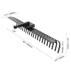 Tow Behind Landscape Rake, 1.5m Tow Dethatcher with 21 Steel Coil Tines, Lawn Dethatcher Rake Attaches to 1.2m or 15m Toolbars and 3-point Suspension Systems, for Leaves, Pine Needles, and Grass