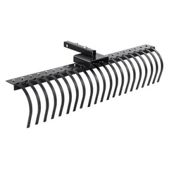 Tow Behind Landscape Rake, 1.5m Tow Dethatcher with 21 Steel Coil Tines, Lawn Dethatcher Rake Attaches to 1.2m or 15m Toolbars and 3-point Suspension Systems, for Leaves, Pine Needles, and Grass
