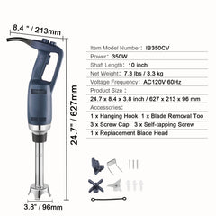 Commercial Immersion Blender 350W Heavy Duty Hand Mixer for Soup Sauces