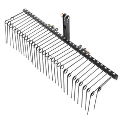 Tow Behind Landscape Rake, 1.8m Tow Dethatcher with 32 Steel Tines, Lawn Dethatcher Rake Attaches to Category 1, 3 Point Hitch for Tractor, for Leaves, Pine Needles, Straw, and Grass