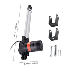 Linear Actuator 12V, 10 Inch Heavy Duty 1320lbs/6000N Linear Actuator, 0.19"/s Linear Motion Actuator with Mounting Bracket & IP44 Protection for Electric Door Industrial Machinery Vessels Cargo