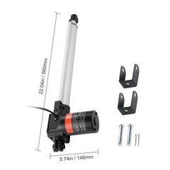 Linear Actuator 12V, 14 Inch Heavy Duty 1320lbs/6000N Linear Actuator, 0.19"/s Linear Motion Actuator with Mounting Bracket & IP44 Protection for Electric Door Industrial Machinery Vessels Cargo