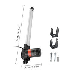 Linear Actuator 12V, 16 Inch Heavy Duty 1320lbs/6000N Linear Actuator, 0.19"/s Linear Motion Actuator with Mounting Bracket & IP44 Protection for Electric Door Industrial Machinery Vessels Cargo