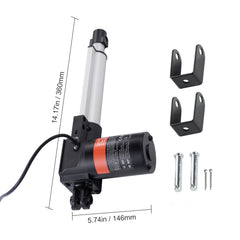 Linear Actuator 12V, 6 Inch Heavy Duty 1320lbs/6000N Linear Actuator, 0.19"/s Linear Motion Actuator with Mounting Bracket & IP44 Protection for Electric Door Industrial Machinery Vessels Cargo